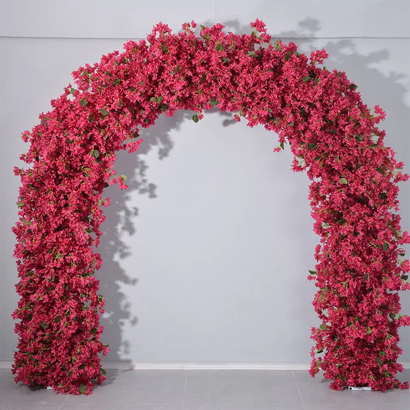 Vv261New Design 240*240cm Bougainvillea Flower Arch Hot Pink Backdrop Arch With Bracket for Wedding Home Event Garden Decoration
