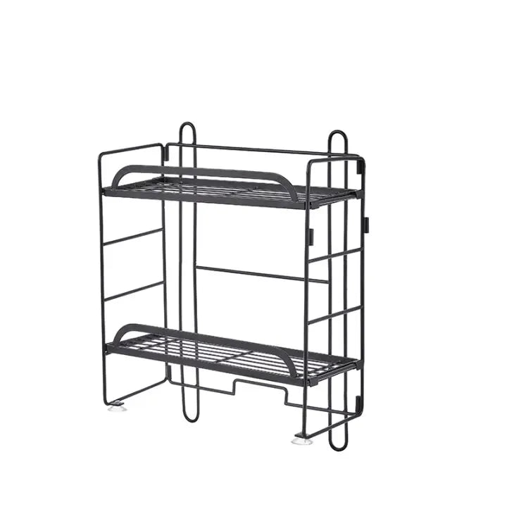 Hongdec HD-N13 Modern Dual Tier Durable Black Tissue Shampoo Storage Rack for Bathroom