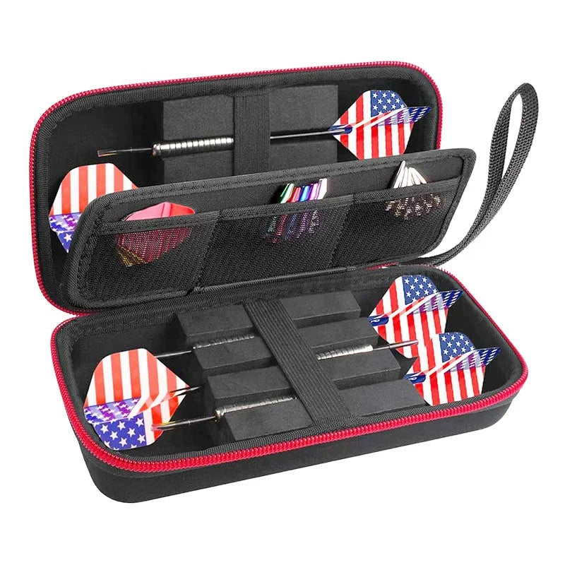 Custom Large Durable PU Leather Darts Case Zipper Closure Portable Travel Carrying Box Logo Smell Proof Option Made Durable EVA