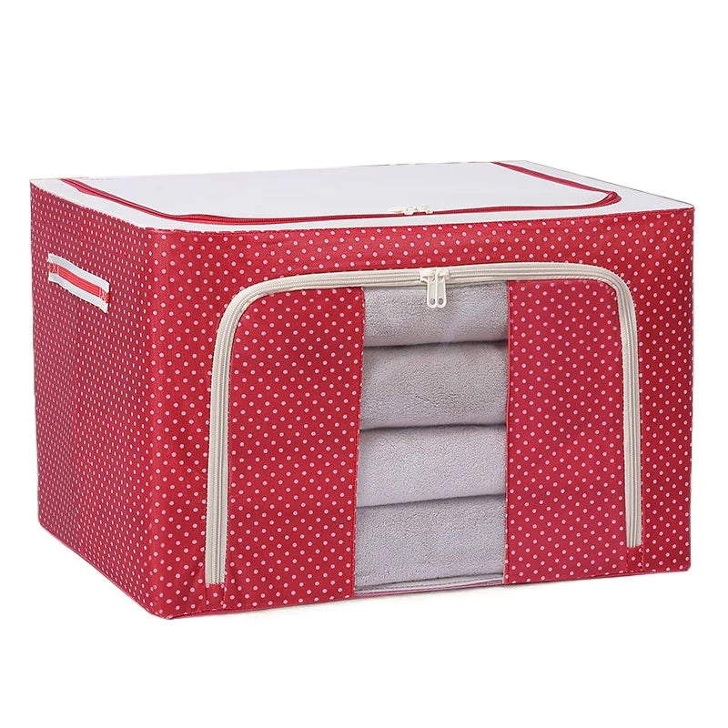 Folding Cotton Large Capacity Clothing Organizer Thick Steel Frame Storage Box  Clothes Organiser Collapsible Storage Box