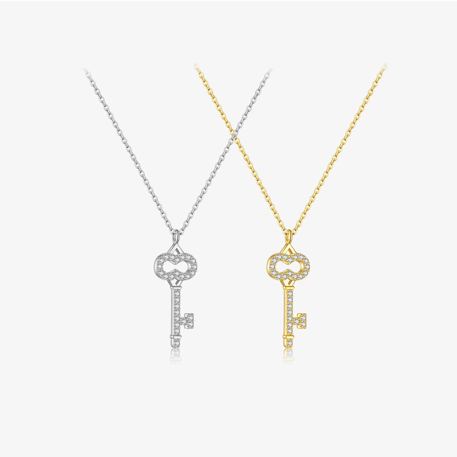 FUAMAY Wholesale Fashion Link Chain Sterling Silver Jewelry 18K Gold Plated Rhodium Plated Key Locket Necklace Gift