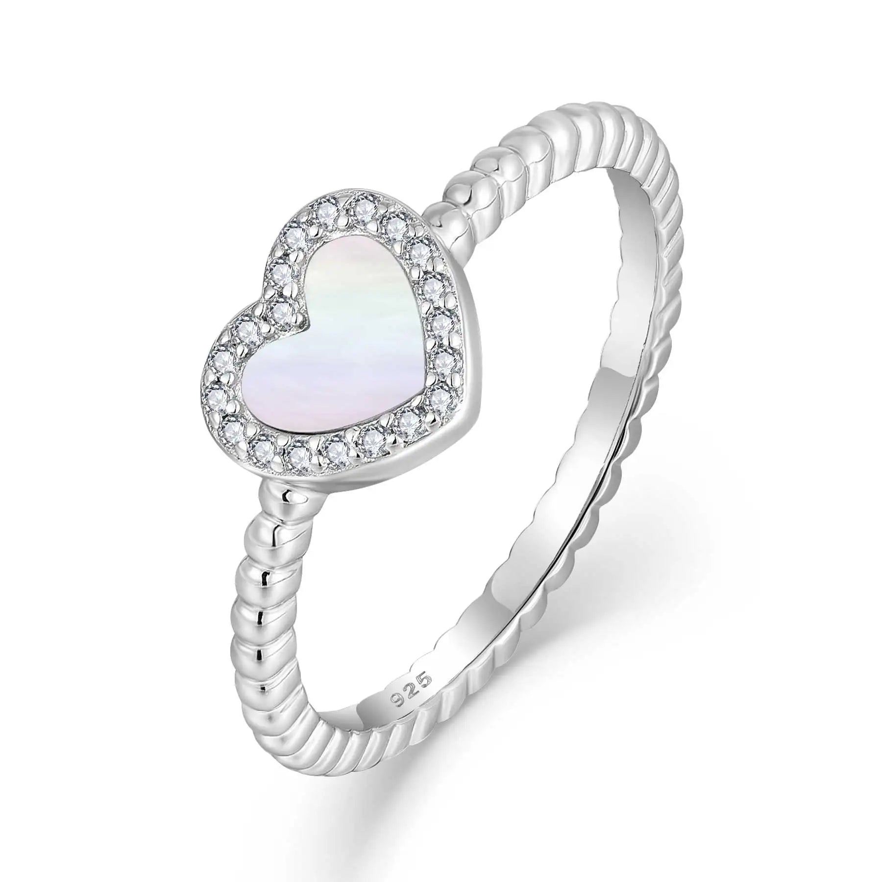 QX 5*6*1MM Heart Shell Conch Custom Luxury Fashion Fine Jewelry 925 Silver Zircon Rings for Women Valentine's  Day Gift