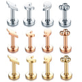 Stainless Steel Internally Threaded Moon Labret Piercing Lip Stud Earring Ear Stud Cartilage Tragus Ear Piercing Jewelry