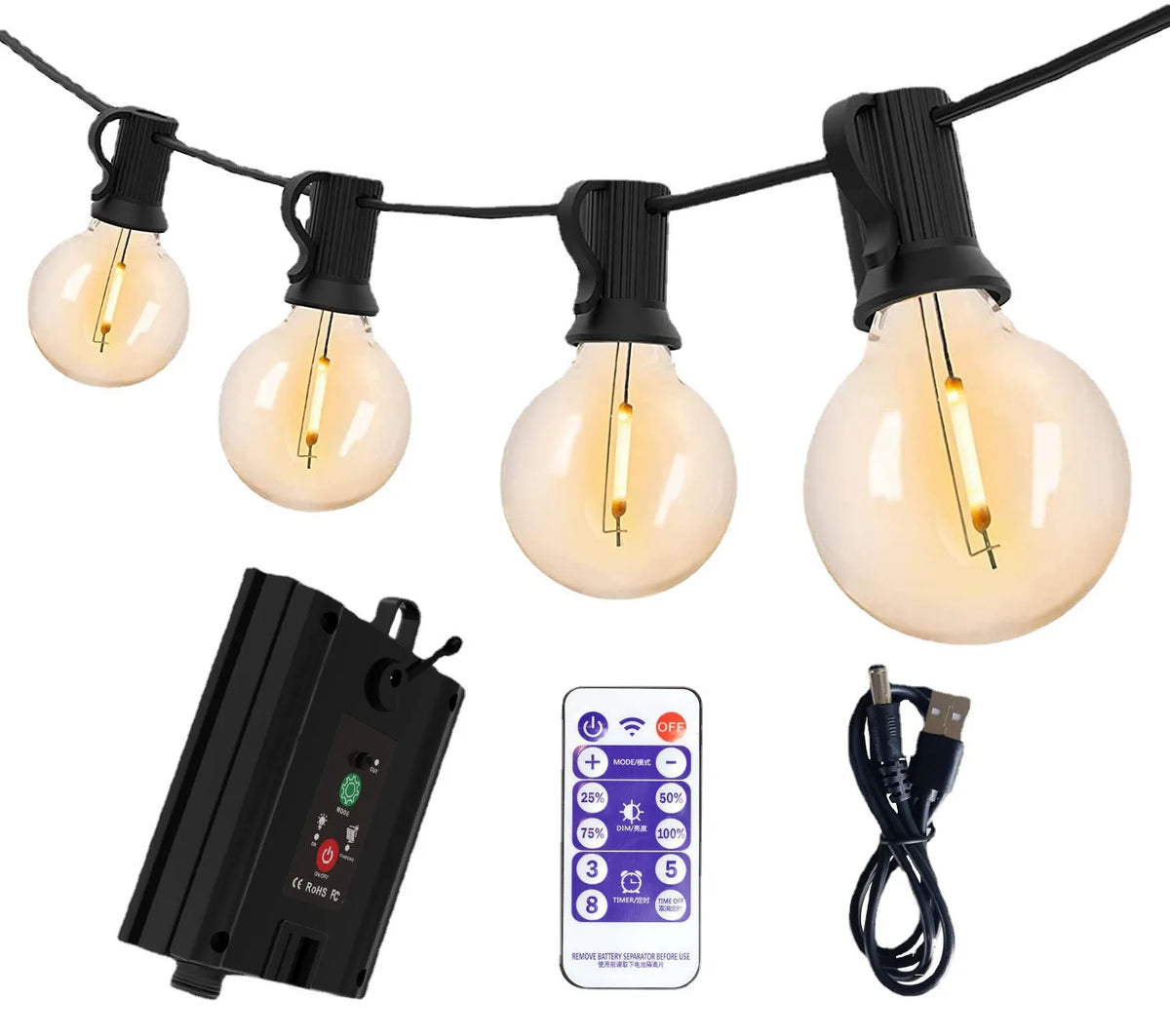 G40 Globe String Lights Shatterproof Outdoor Garden Bulbs Light for for Backyard Porch Garden Bistro Party- White