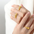 Baroque Simple Twisted Geometric Open Ring Titanium Steel 18K Gold Non-Fading Special-Interest Design Couple Rings Women