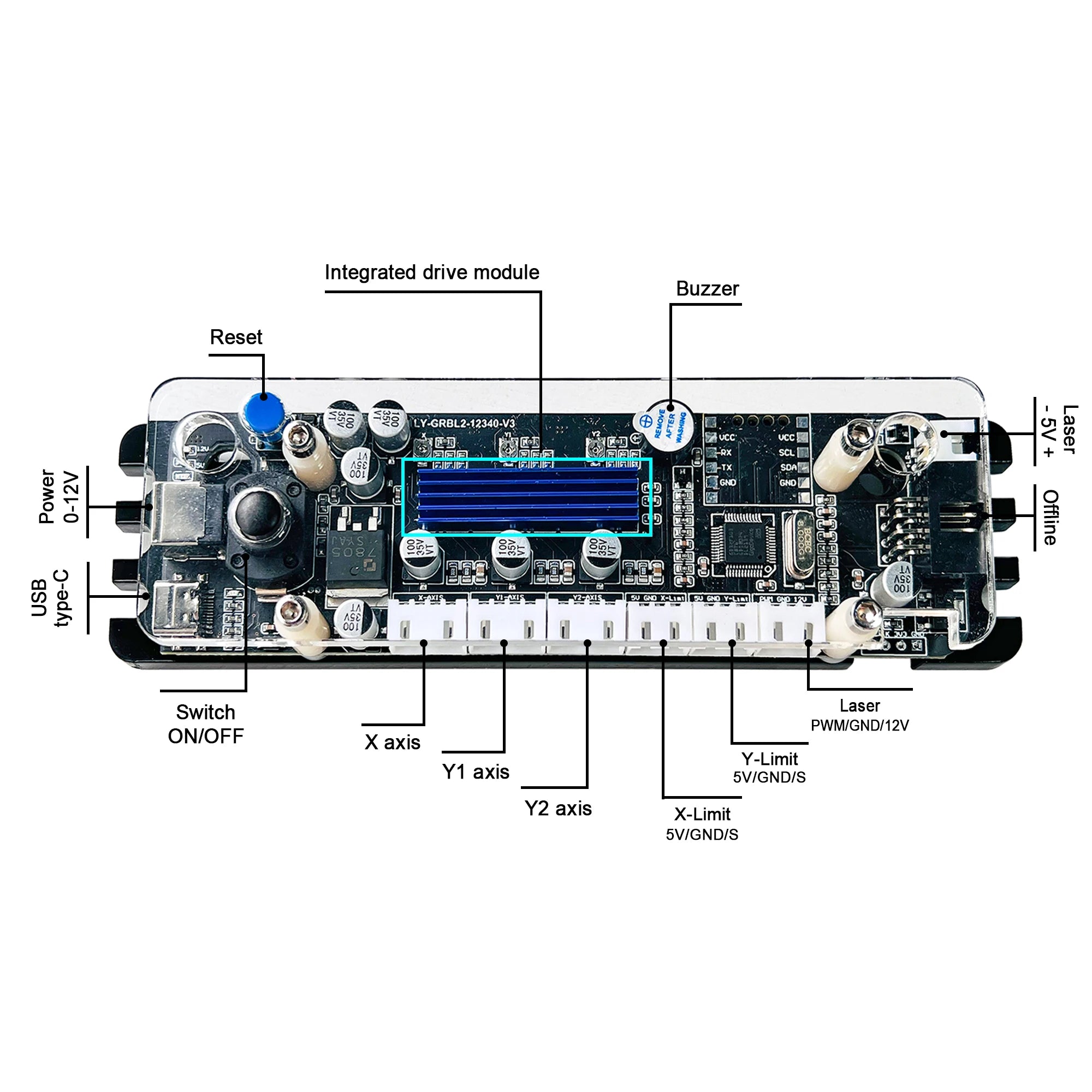 GRBL 1.1 USB Port CNC 2 Axis Engraving Machine Controller Board for Laser Engraving Machine