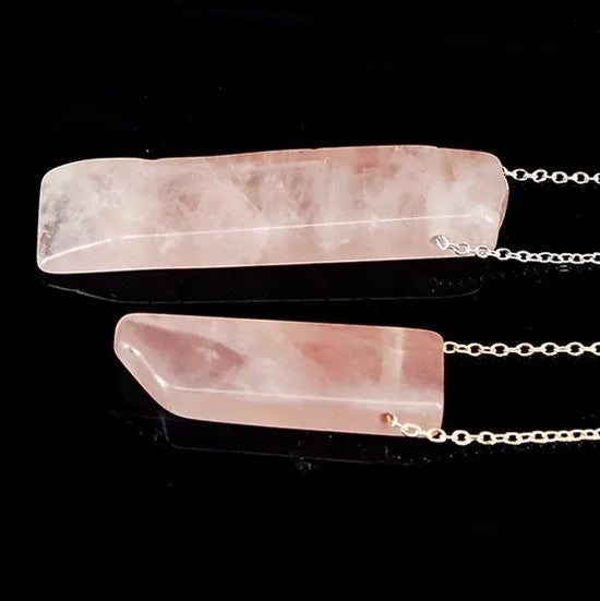 HY Natural Gemstone Raw Rough Stones Pendants Stone Charms Pendant Rose Quartz Necklace Pendulum Pendant for Jewelry Making Jewelry