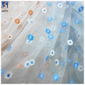 2025 Hot Pink White Two-Color Floral Organza Embroidered Fabric Lace Women Bouffant Dress Fabric