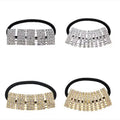 Q&Y Stylish Luxury Rhinestones Simple Black Elastic Hair Tie With Stretch Elegant Girls Ponytail Holder Fancy Hair Accessories