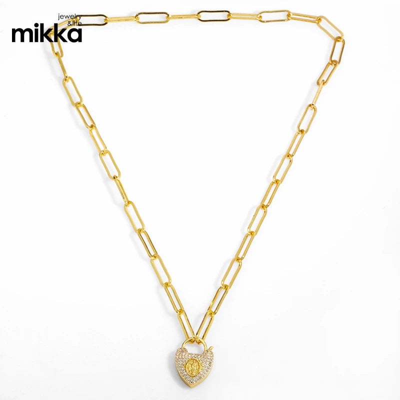 SY Exaggerated Thick Chain Necklace Rainbow Lock Necklace Diamond Virgin Choker Necklace
