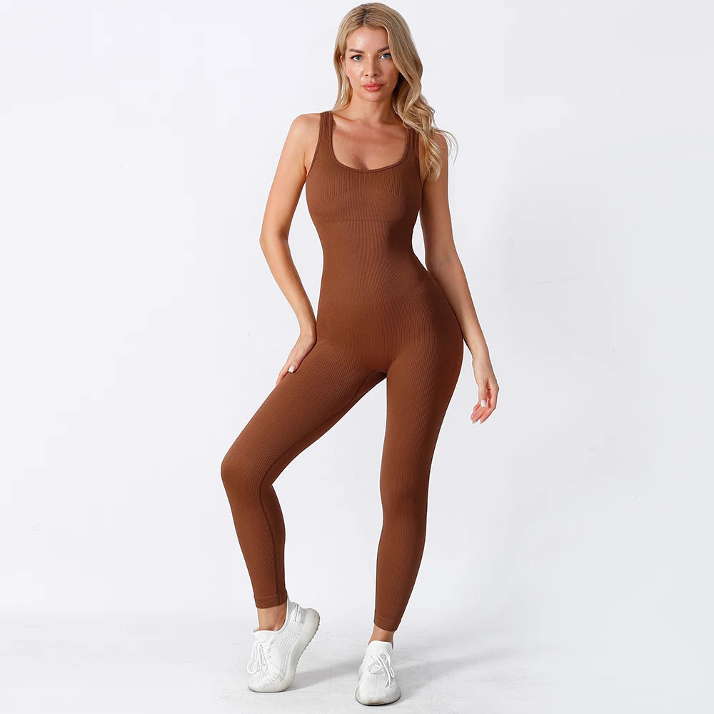 HongYu Seamless Yoga Women'S Jumpsuits & Playsuits Sleeveless Plus Size Jumpsuits Tummy Control Shaper Fitness Jumpsuit