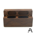 Double Walnut Wood Wedding Ring Box for 2 Rings 95x48x22mm Laser Engraved Logo