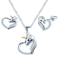 925 Silver Unicorn Jewelry Set for Kids Necklace Stud Earrings Jewellery Set