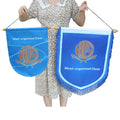 Custom Design Silk Satin Hanging Flag Podium Pennant Banner Bannerette Wall Hanging Flag Gift Flag Factory