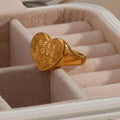 Chunky Finger Rings Women Jewelry Heart Shape Nameplate Letter Rings 18K Gold Plated Stainless Steel Jewelry