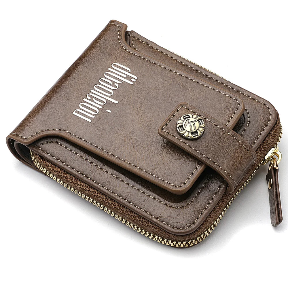 DEABOLAR Trendy New Design Retro Style Wallet Men's Zipper With Buckle Credit Card Holder for Wallet Man