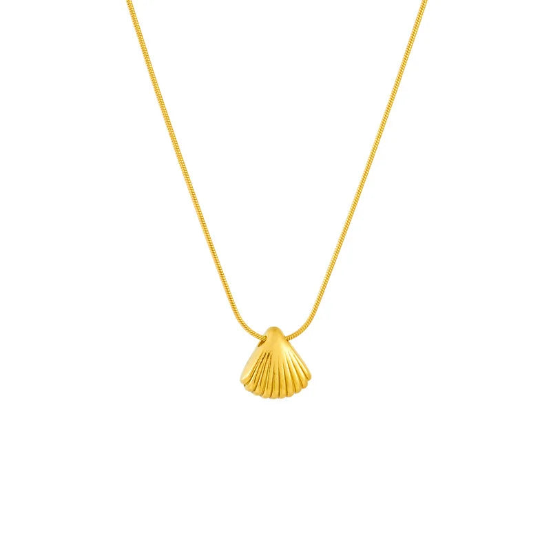 Nabest Stainless Steel Gold Filled Women Minimalist Jewelry Chokers Tarnish Free Shell Pendant Necklace