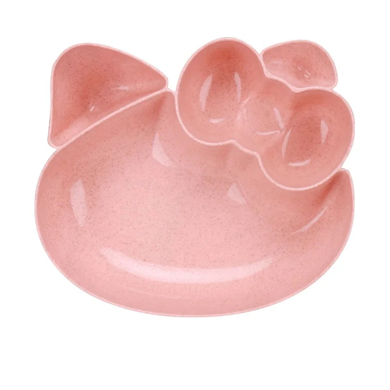 Wheat Straw Bowl Cartoon Cat Baby Bowl Tableware for Children Is Environmentally Friendly and Degradable Wheat Straw Plate