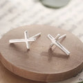 Hot New Fashion 925 Sterling Silver Cross Stud Earrings for Women Statement Jewelry for Engagement Wedding Party