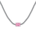 Non Rust Pure Silver Jewelry 925 Sterling Silver Chunky Tennis Chain Square Zircon Choker Necklace for Women Girls
