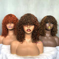 Ready to Ship Luxury Curl Fringe Human Hair Wigs With Bang12 Inch Short Bob Machine Make Wig for Black Women