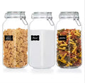 Glass Food Storage Jars 3 Pack Large Kitchen Canisters Square Mason Jars with Airtight Clamp Lids