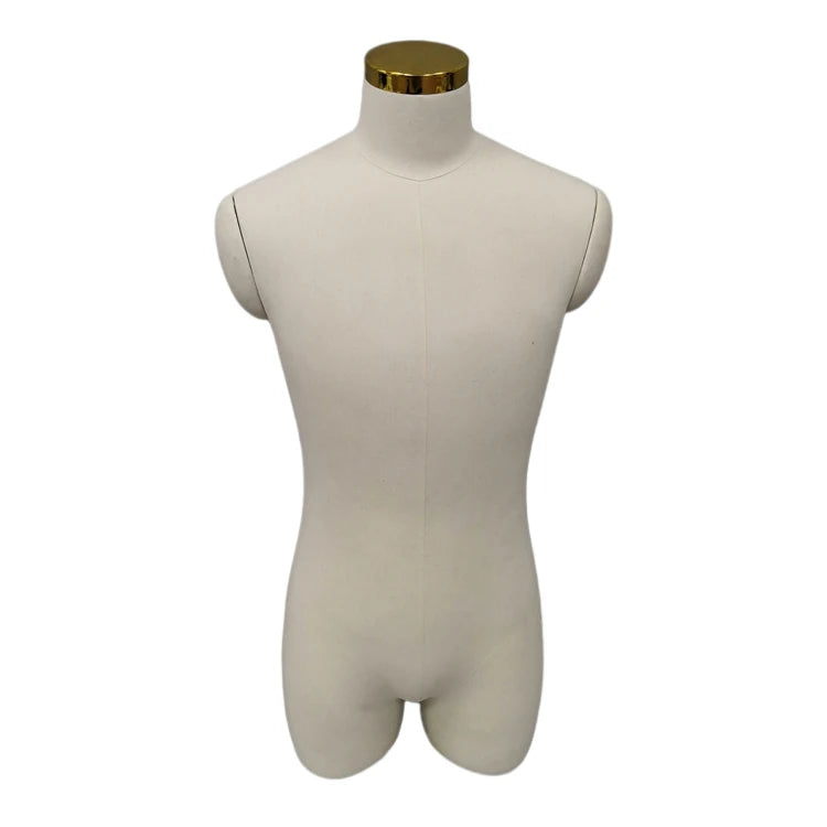 Adjustable Male Torso Mannequins Fabric Covered Half-body Man Manikin Dummies with Removable Shoulder Pad for Clothes Display