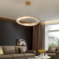 Factory Customized Modern Smart Moss Ring LED Crystal Chandelier Restaurant Lighting Hanging Lamp