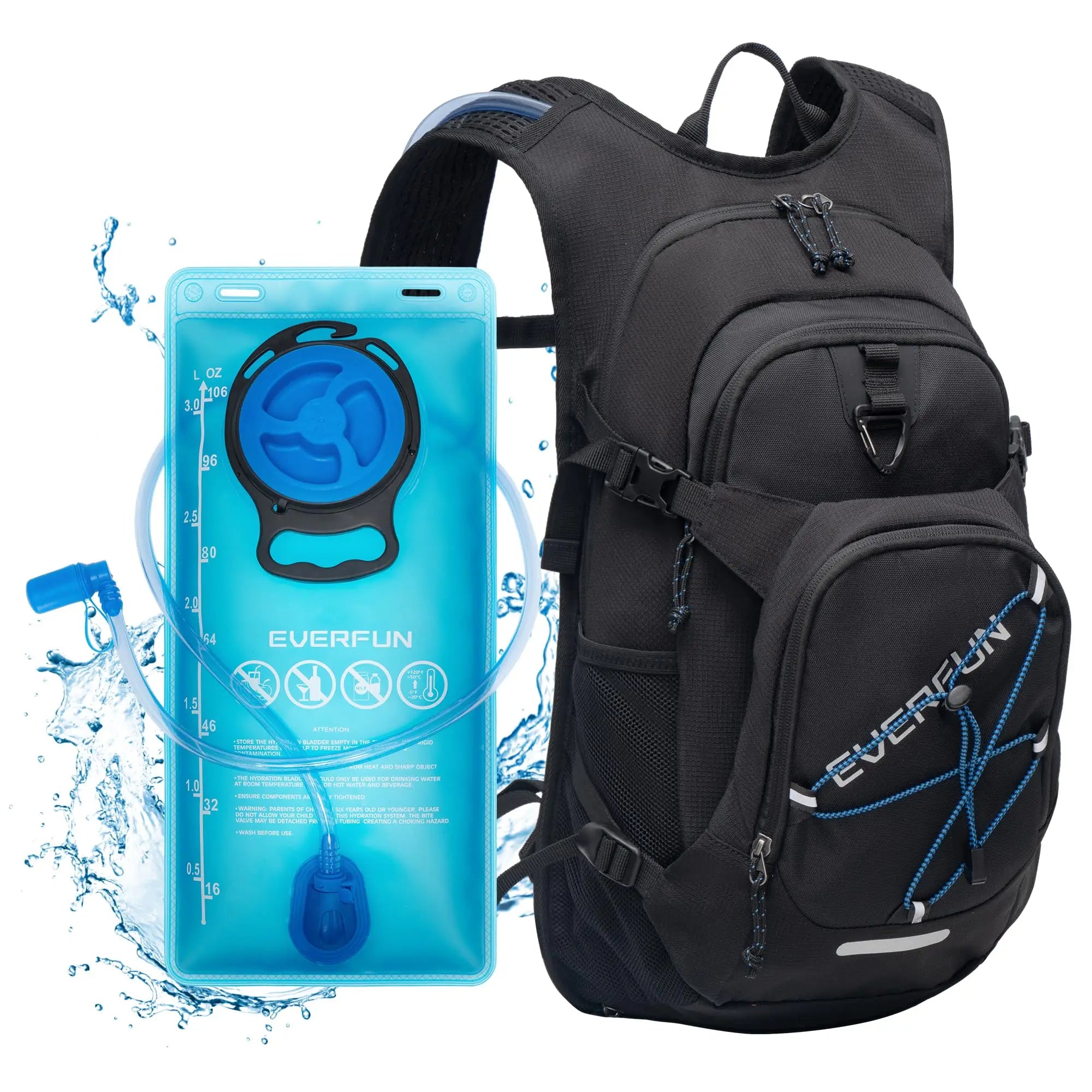 Black Small Insulated Hydro Pack Backpack Bag with Water Bladder for Cycling Skiing Day Hiking Trail Running Mountain Biking