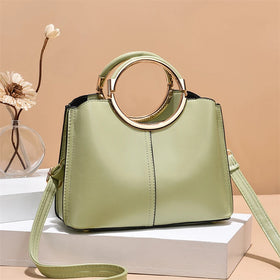 Manufacturer Customized 2024 Green Colour Printed New Model Leather Ladies Hand Bag for Travel