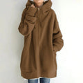Women's Casual Winter Oversize Windbreaker Hoodie New Plus Size Long Sweatshirts Front Logo Hooded Terry Printed Techniques