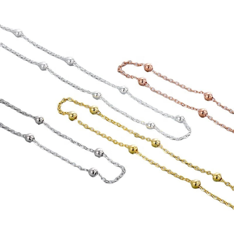 Merryshine Women's 925 Sterling Silver Jewellery Necklace Dainty Ball Bead Finish With Silver Plating Wholesale