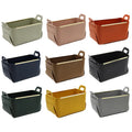 Pu Leather Foldable Storage Basket Metal Edge Desktop Rectangle Decorative With Handles Organizing Gift Basket