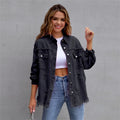 New Multi-color European and American Medium Length Ripped Loose Denim Denim Jackets for Women Stylish