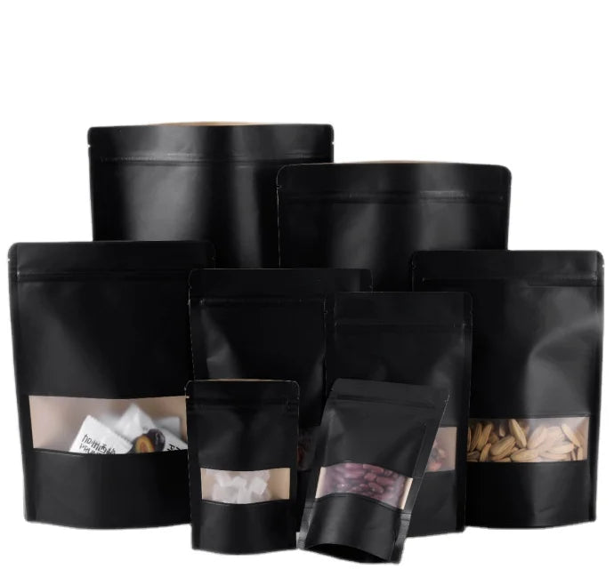 Clear Window Mopp Front Customized Gusset Custom Shape Recycle Transparent Printing Craft Kraft Paper Stand up Doypack Pouch Bag