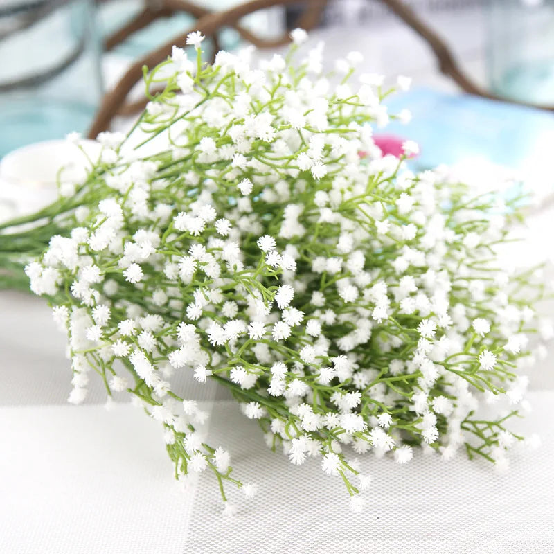 C-B004 Hot Sale Silk Artificial Babysbreath Bouquet Gypsophila Baby Breath Flowers White bunch for Wedding Home Decoration