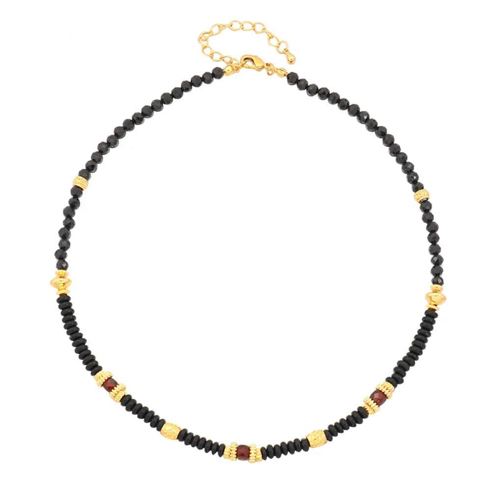 New Natural Stone 18K Gold Stack Wearing Neck Chain Niche Design Sense Fashion Chronic Bead Necklace