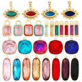 Long Bezel Charm Pendant With Glass Earring AttachmentReal Gold Plated CZ Micro Pave Jewelry Findings Accessories Supplies M60
