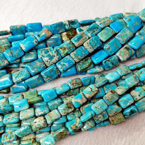 Natural Smooth Gemstone Imperial Jasper Rectangle Shape Sea Sediments Stone Loose Beads for Jewelry Making