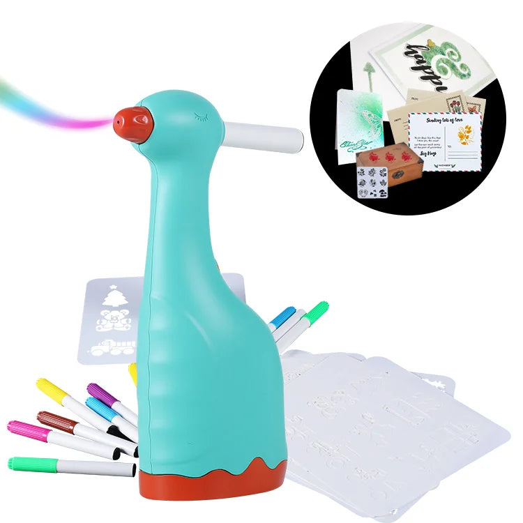 Private Label Battery Operated 12 Colors Washable Marker Sprayer Magic Airbrush Blow Pen Art Graffiti Pen for DIY Pet Grooming