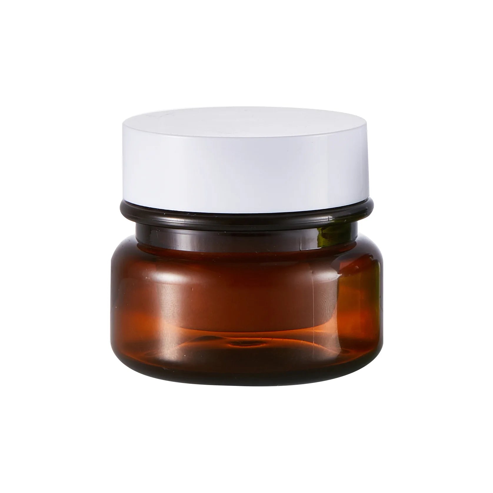Wholesale Stock Products 30ml Cosmetic Plastic Amber Green Cream Jar With White Black Lid