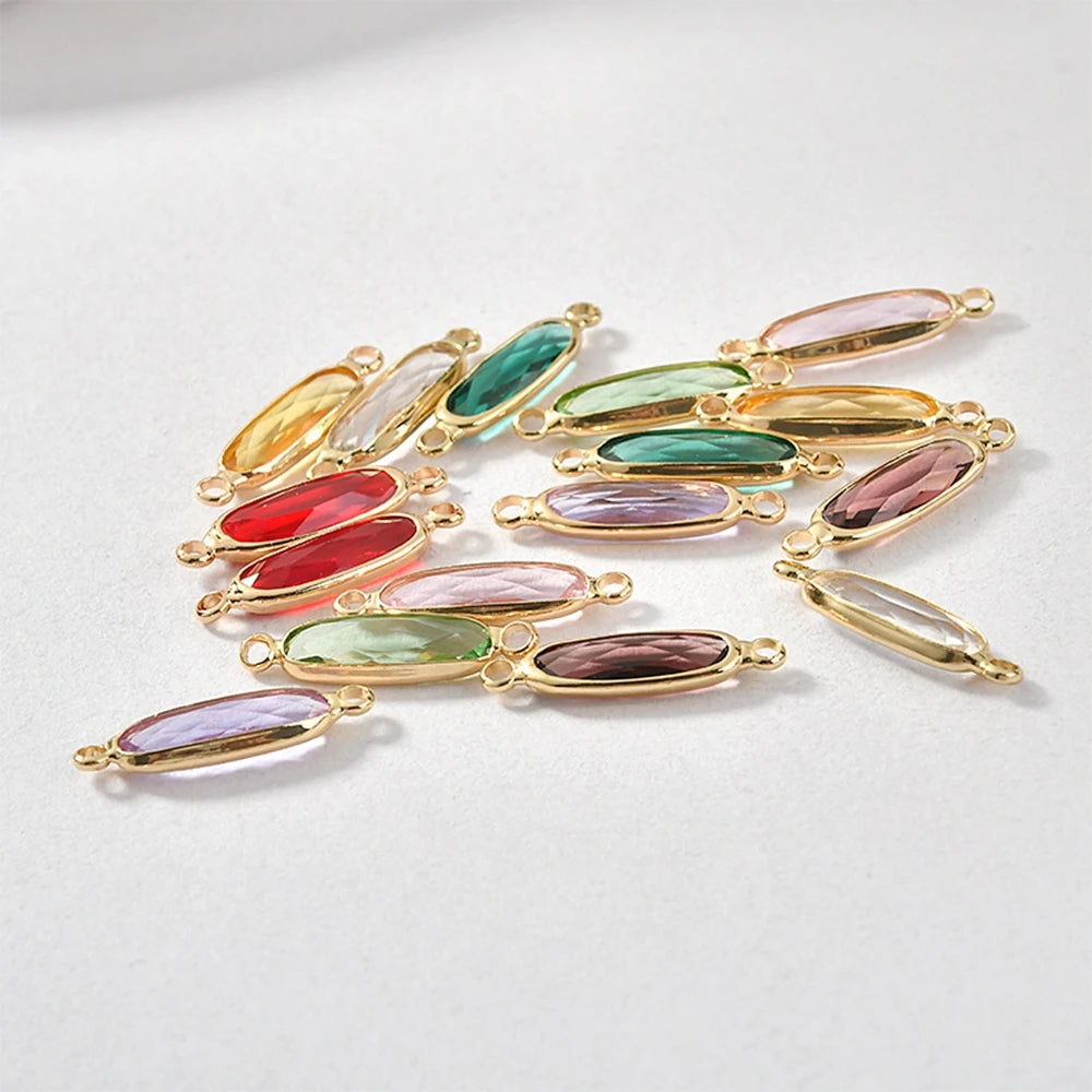 18K Gold DIY Jewelry Accessories 11 Colors Birthstone Connectors Copper Charms for Bracelet Necklace Anklet