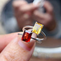 Hot Popular 925 Sterling Silver Natural Citrine and Garnet Women Fashion Ring Bulk Wholesale
