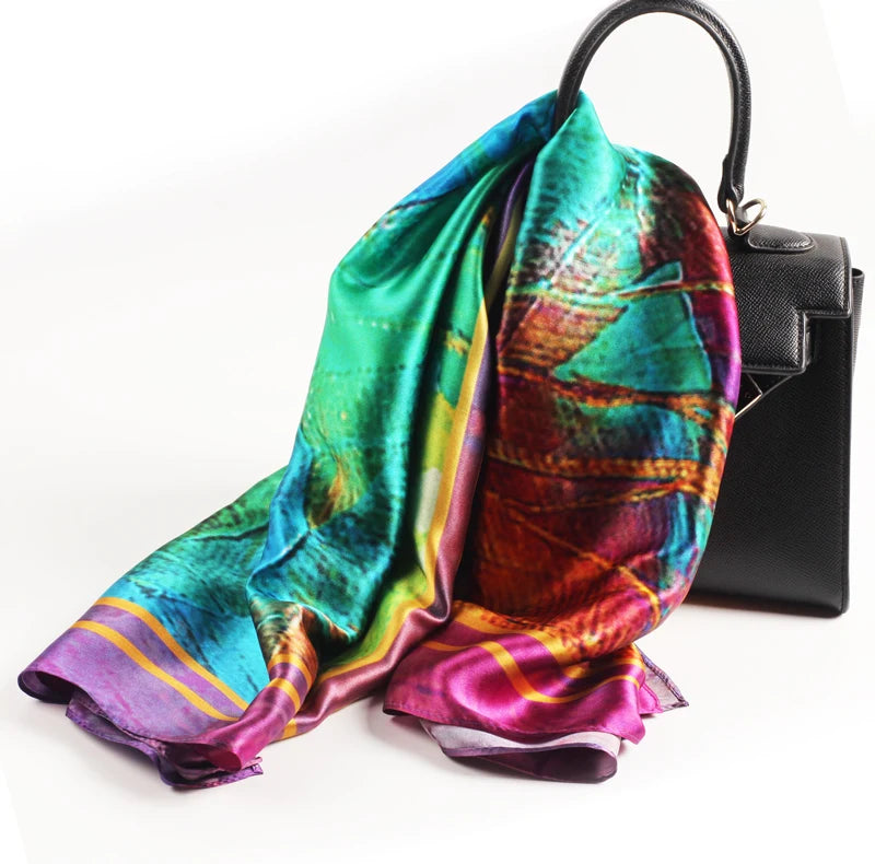 Wholesale Hot Sales in Europe and America Luxury Silk Printed Scarves 100% Satin Silk Hijab Scarf Women Head Satin Scarves