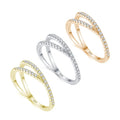 GR23 Fashion 925 Sterling Silver Cubic Zirconia Thin Finger Ring for Women Wedding Party Accessories Boho Jewelry Geometric Ring