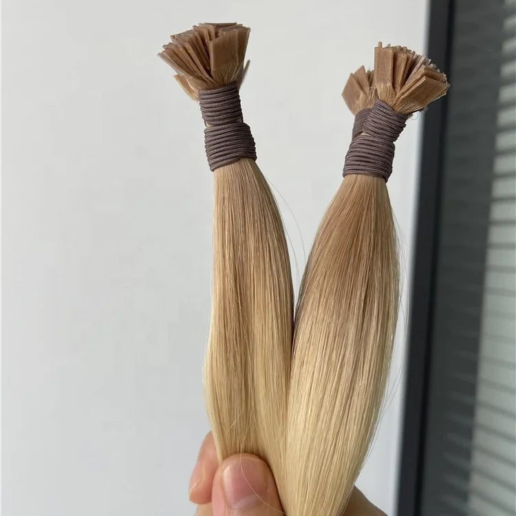 Luxury Italy Keratin Hair Extensions 100% Virgin Keratin Double Weft Silky Straight Wave Flat Style Dyed Wholesale Dropship