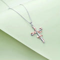 Religious Jewelry 925 Sterling Silver Two Tone Tree Vine Cross Pendant Necklace