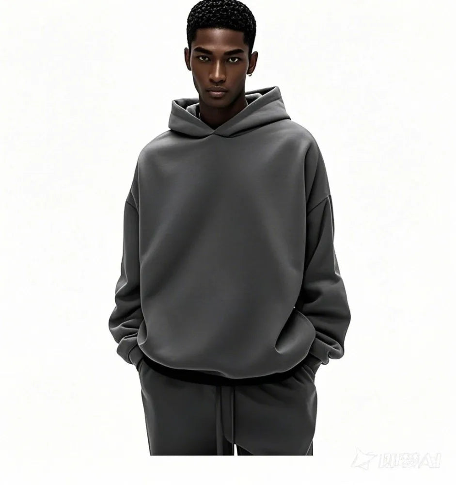 Face  Unisex Stacked Sweatpants and Hoodie Set Custom Sweatsuit Streetwear Custom Logo Windbreaker Fleece Baggy Tracksuits Men
