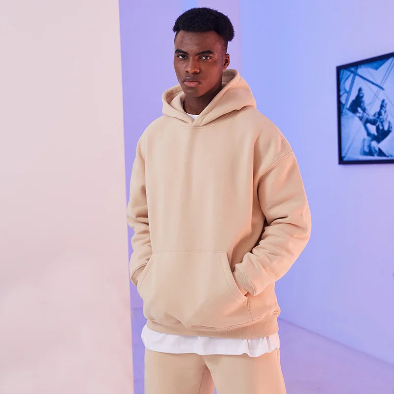 High Quality Cotton Embroidered Oversized Pullover Hoodie Heavyweight Blank Plain Hoodies for Autumn Wholesale