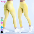 Janya Women's Custom Logo Activewear Scrunch Butt Gym Fitness Pants New Workout Elastic Waist Seamless Yoga Leggings Mid Solid